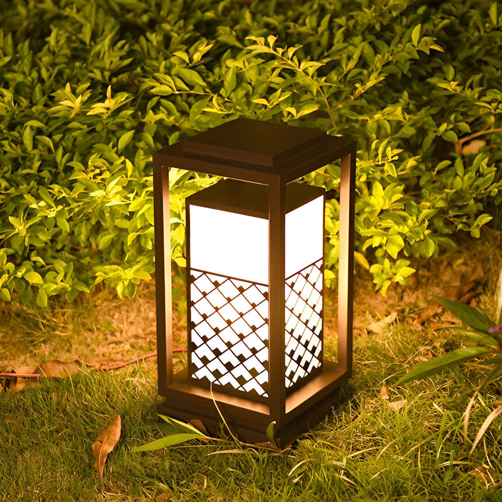 Retro Black LED Solar Lawn Lamp Patterned Pathway Lights for Outdoors - Lamp Outdoor