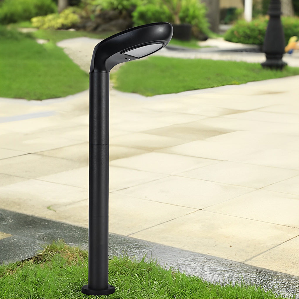 Minimalist Solar Powered Lawn Lights Sleek Aluminum Black Garden Lamp - Lamp Outdoor