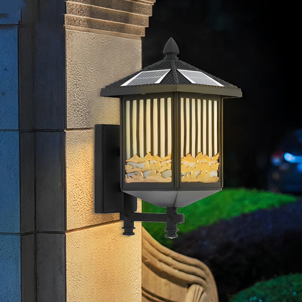 Retro Waterproof LED Black Modern Solar Wall Lights Outdoor Wall Sconce - Lamp Outdoor