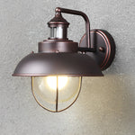 Nautical Black 1-Light Metal Cage Seeded Glass Outdoor Wall Light - Lamp Outdoor