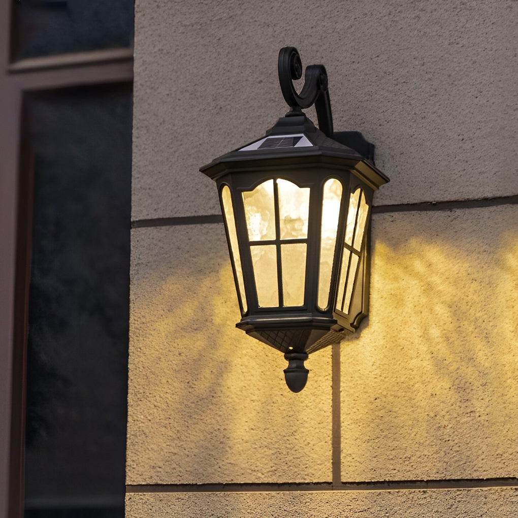 Retro Waterproof LED Aluminum Black Vintage Solar Outdoor Wall Light - Lamp Outdoor