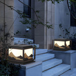 Square Waterproof Mountain Scenery Traditional Solar Post Caps Lights - Lamp Outdoor