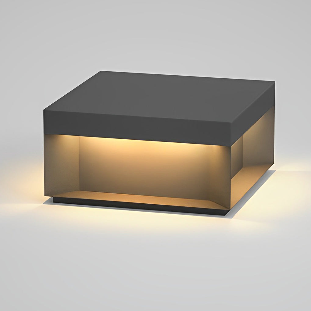 Square LED Hardwired/Solar Outdoor Pier Mount Lantern Post Light Black - Lamp Outdoor
