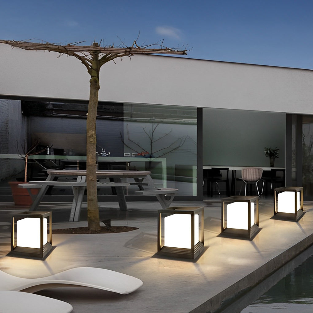 Minimalist Square Waterproof LED Black Modern Solar Fence Post Lights - Lamp Outdoor