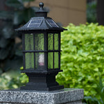 Waterproof Dimming LED Black Modern Solar Post Caps Light with Remote Control - Lamp Outdoor