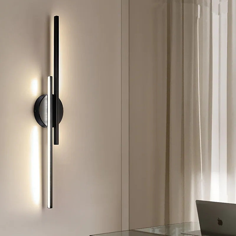 Elgo Modern Nordic Disc/Linear Metal LED Wall Lamp, Black/White - Lamp Outdoor