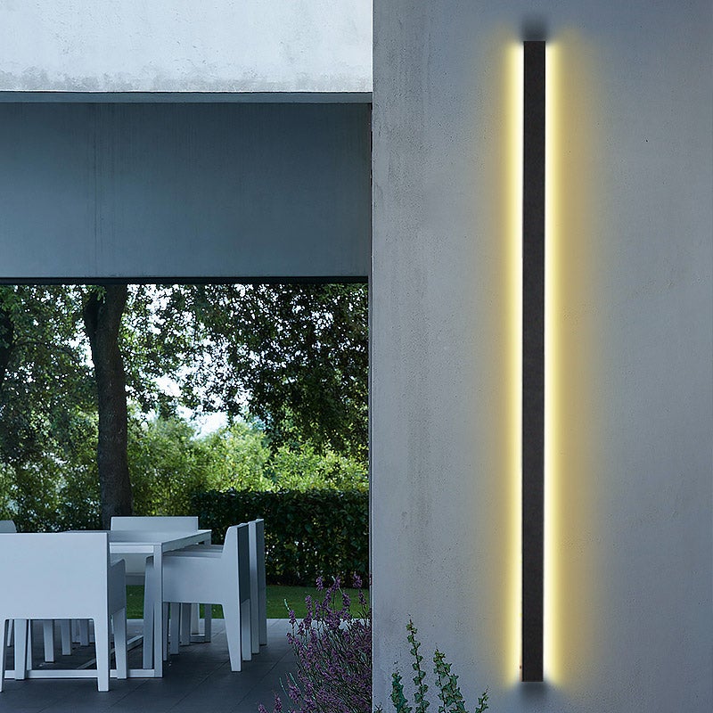 Black Long Linear Metal Waterproof Dimmable Modern Outdoor Wall Lights - Lamp Outdoor