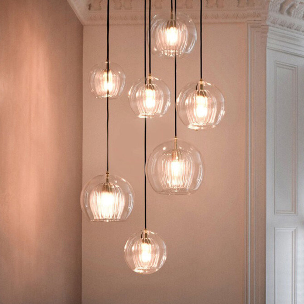 June Glass Globe Pendant Light Clear &Amber - Lamp Outdoor