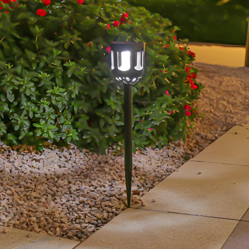 4-Pack Modern Black Solar LED Outdoor Path Light Set - Lamp Outdoor