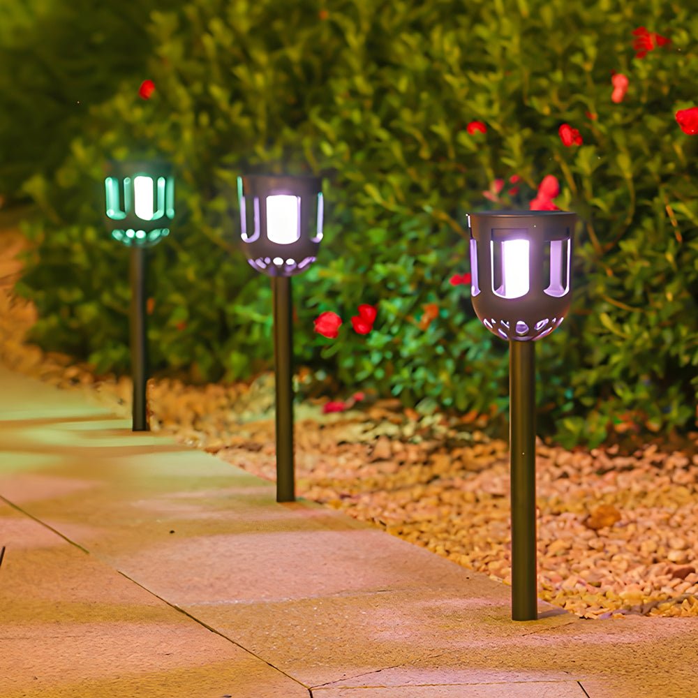4-Pack Modern Black Solar LED Outdoor Path Light Set - Lamp Outdoor