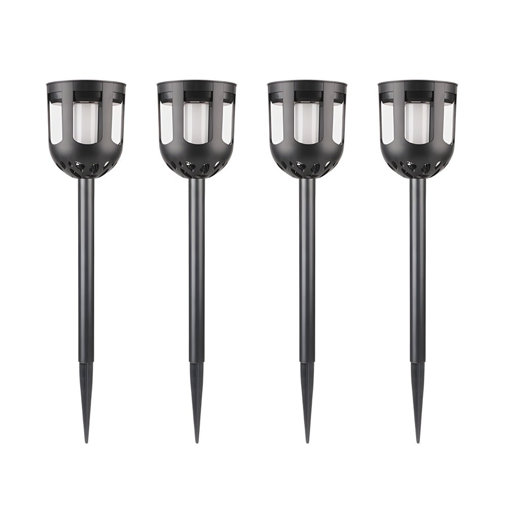4-Pack Modern Black Solar LED Outdoor Path Light Set - Lamp Outdoor
