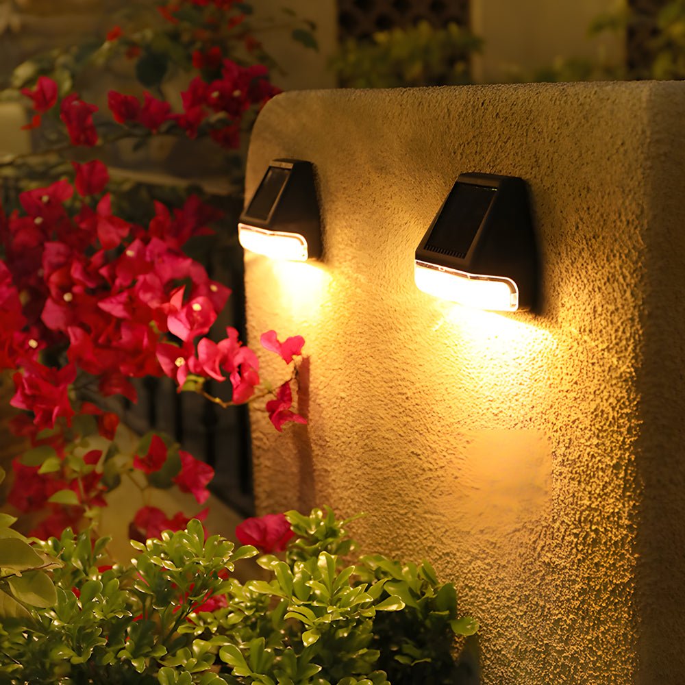 4 Pcs Dusk-to-Dawn Sensor Step Lights Outdoor Warm White LED Solar Stair Lighting - Lamp Outdoor