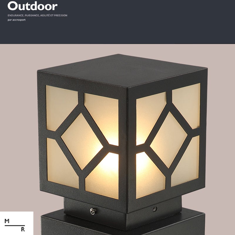 Square Stainless Steel LED Waterproof Black Modern Outdoor Light Post Lamp - Lamp Outdoor