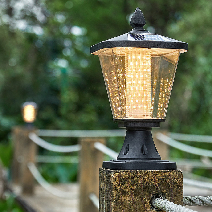 LED Solar Power Pillar Lights Waterproof Pyramid - Lamp Outdoor