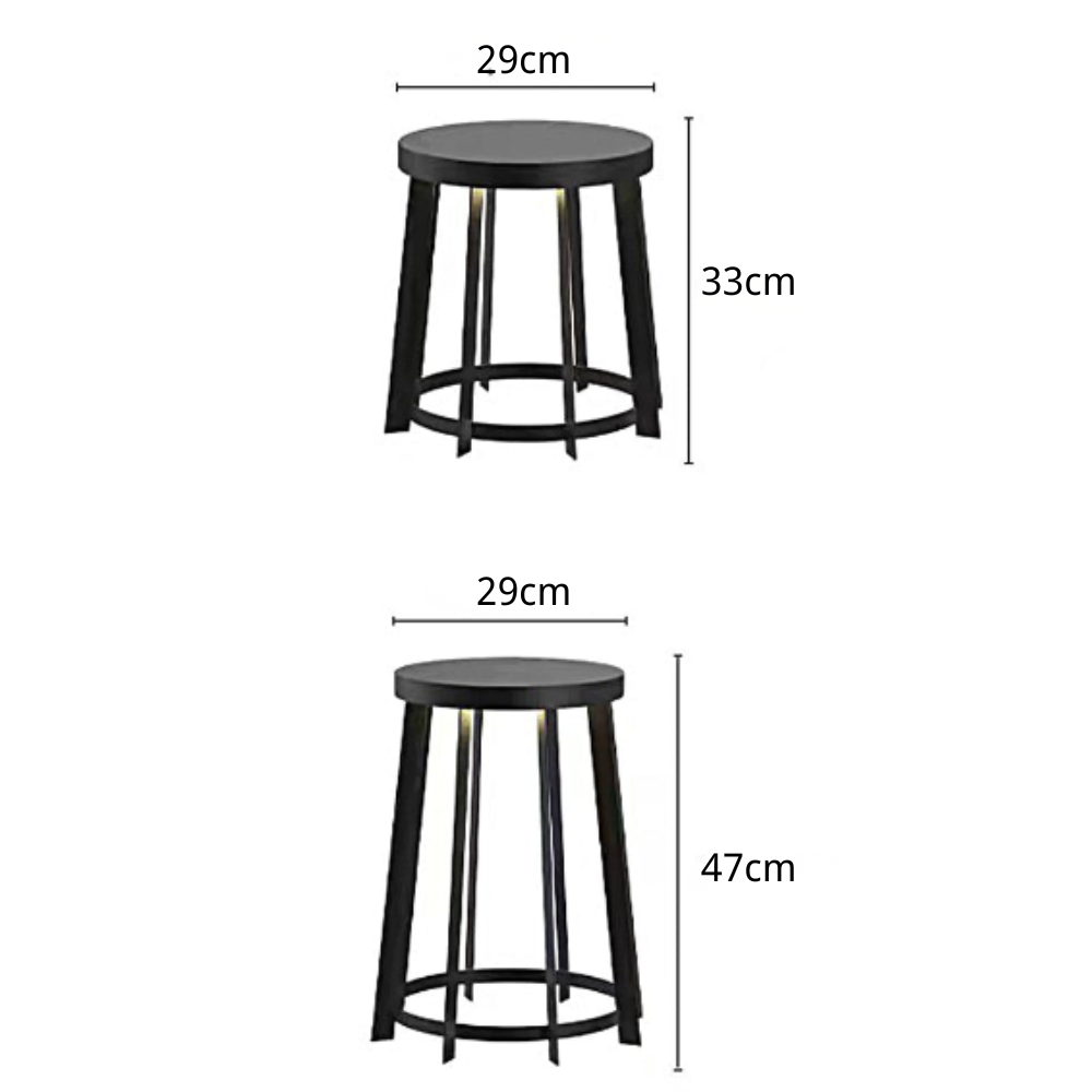 Blanche Round Stool Solar Classic Steel Outdoor Light
