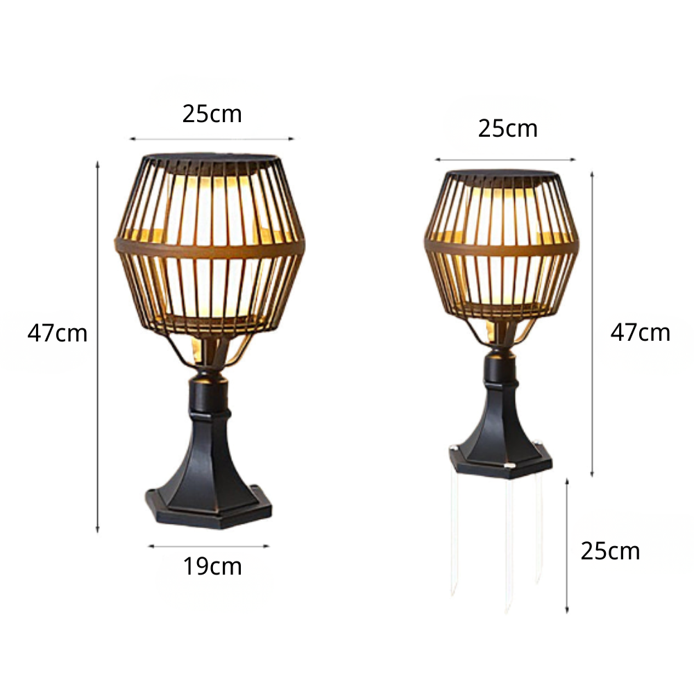 Deirdre Modern Solar Caged Aluminum Outdoor Lanterns