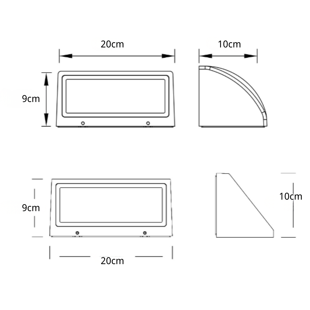 Wide LED Modern Classic Glass Outdoor Wall Light