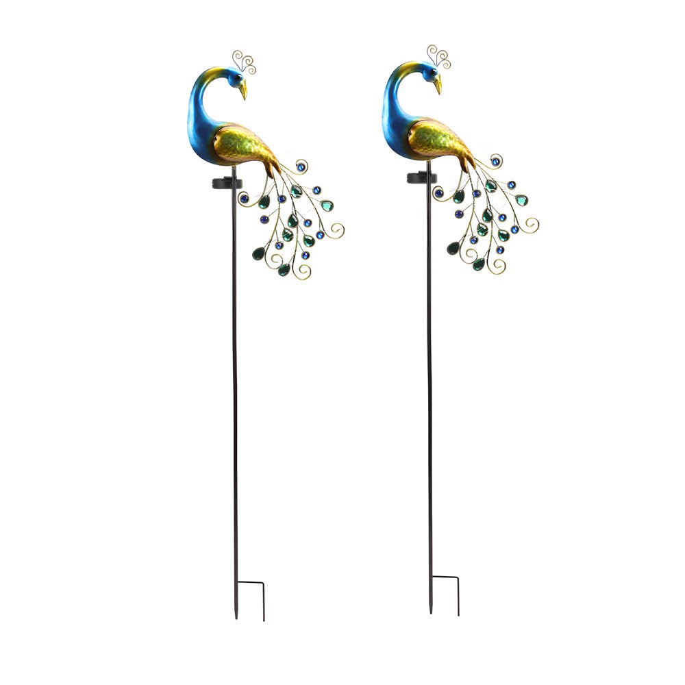 43.7 In. Peacock Solar-Powered Garden Stake - 2-Pack - Lamp Outdoor