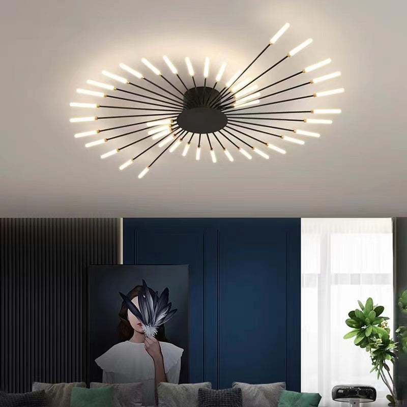 Wesley Flush-Mount Ceiling Light Fireworks, Black/Gold - Lamp Outdoor