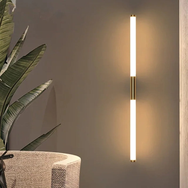 Moren Minimalist Linear Metal Wall Lamp, Gold - Lamp Outdoor