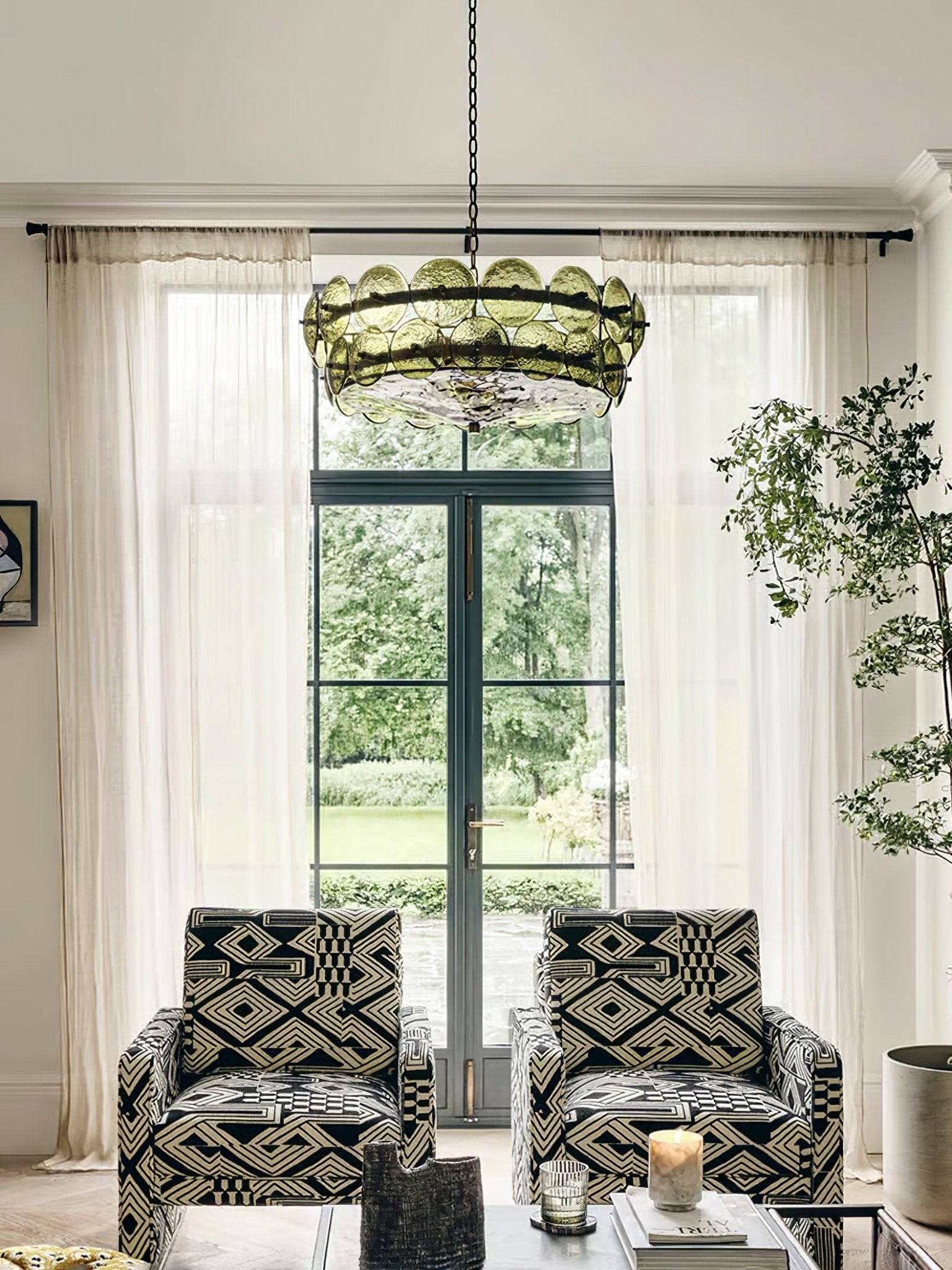 Aurora Chandelier Murano Glass Disc Vintage - Lamp Outdoor