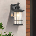 Retro Aluminum Glass LED Waterproof Black American Garden Wall Lamp - Lamp Outdoor