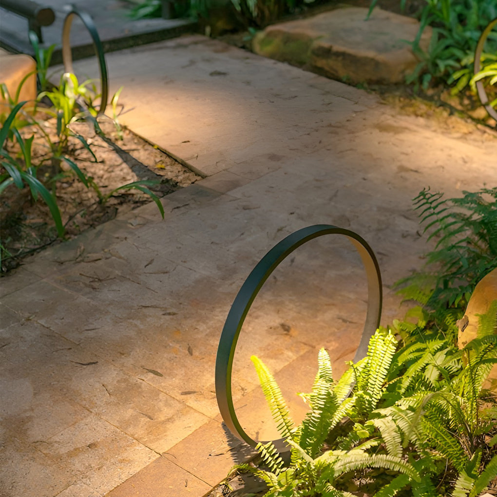 Elegant Circular COB Pathway Light Modern Black Ring Design - Lamp Outdoor