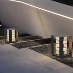 Four-Panel Cylinder Lantern LED Black Waterproof Outdoor Light with Lattice Pattern - Lamp Outdoor