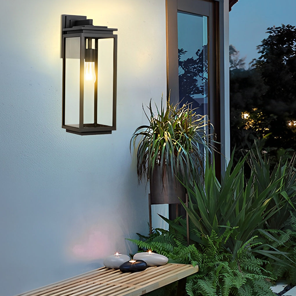 Waterproof Rectangular Glass Black Industrial Outdoor Wall Lamp Exterior Lights - Lamp Outdoor