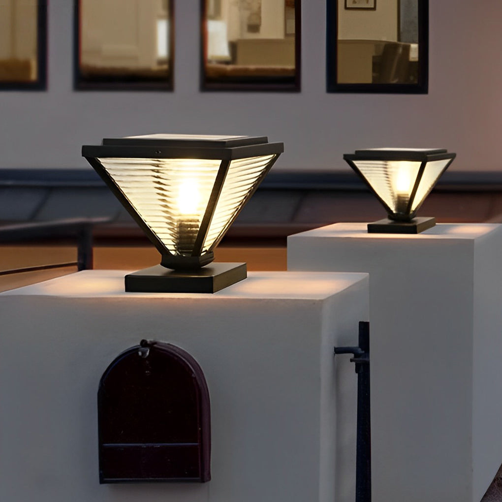 Simple Geometric Shape Waterproof Black Modern Solar Fence Post Lights - Lamp Outdoor