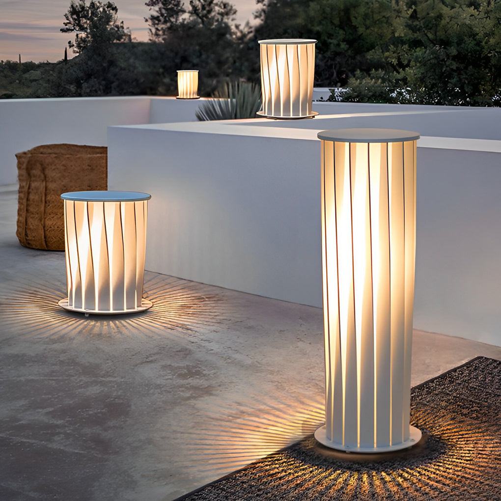 Twisted Metal Lantern LED Waterproof White Modern Solar Lawn Lights - Lamp Outdoor