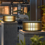 Round Creative Waterproof LED Black Modern Solar Fence Post Lights - Lamp Outdoor