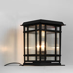 Retro Glass LED Waterproof Matte Black Modern Solar Fence Post Lights - Lamp Outdoor