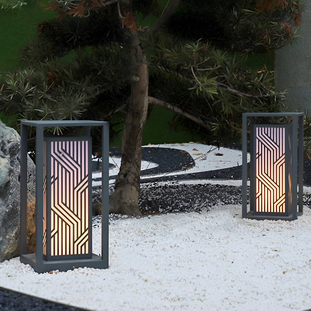 Gray Retro Aesthetic Waterproof LED Outdoor Pathway Cuboid Lantern - Lamp Outdoor
