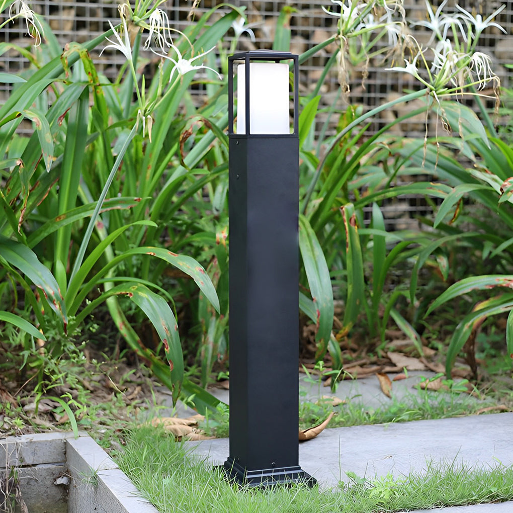31.49 Inch High Black Aluminum Bollard Path Lights Elegant Square Outdoor Lighting - Lamp Outdoor