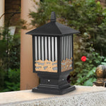 Retro Scenery Waterproof LED Black Vintage Solar Fence Post Lights - Lamp Outdoor