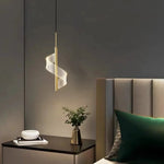 Zeva Vintage Golden Ribbon Pendant Light, Metal/Acrylic - Lamp Outdoor