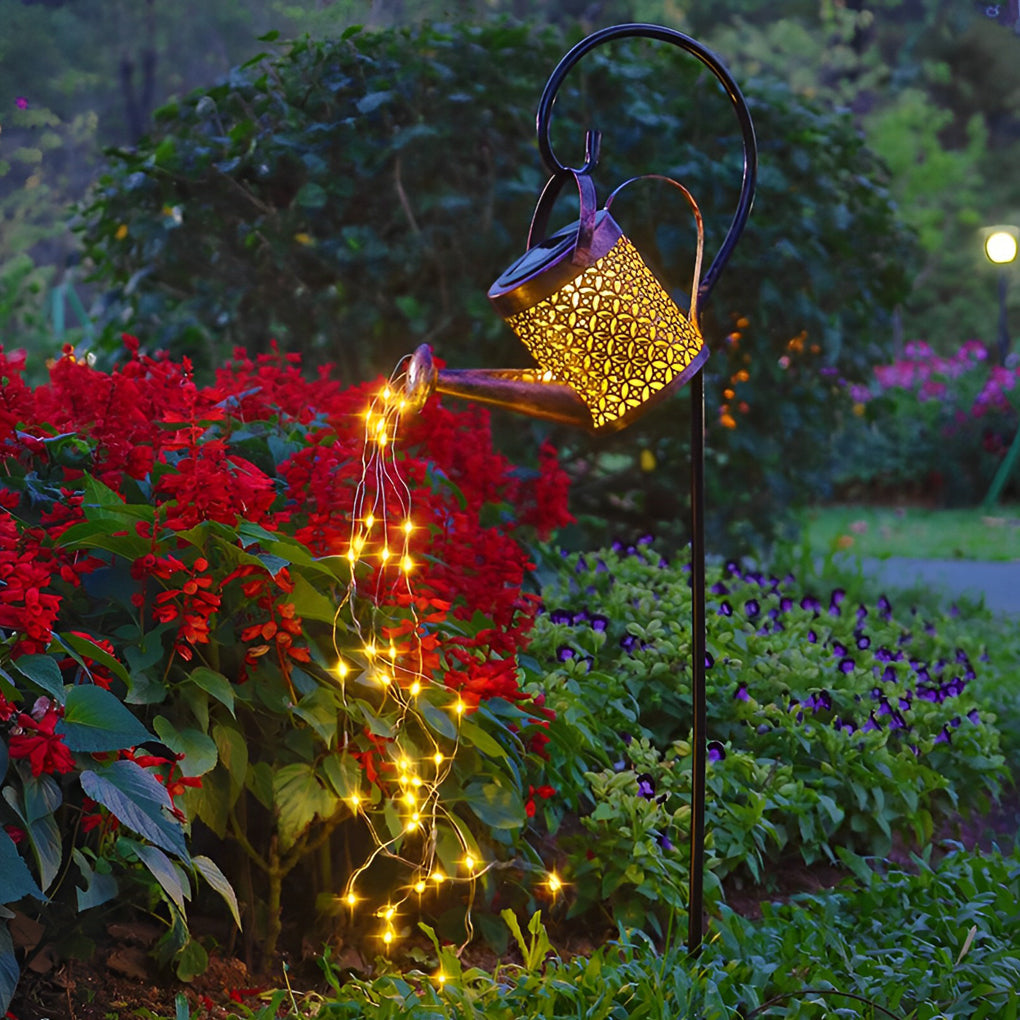 Iron Kettle Shower LED Solar Garden Light Unique and Efficient Outdoor Illumination - Lamp Outdoor