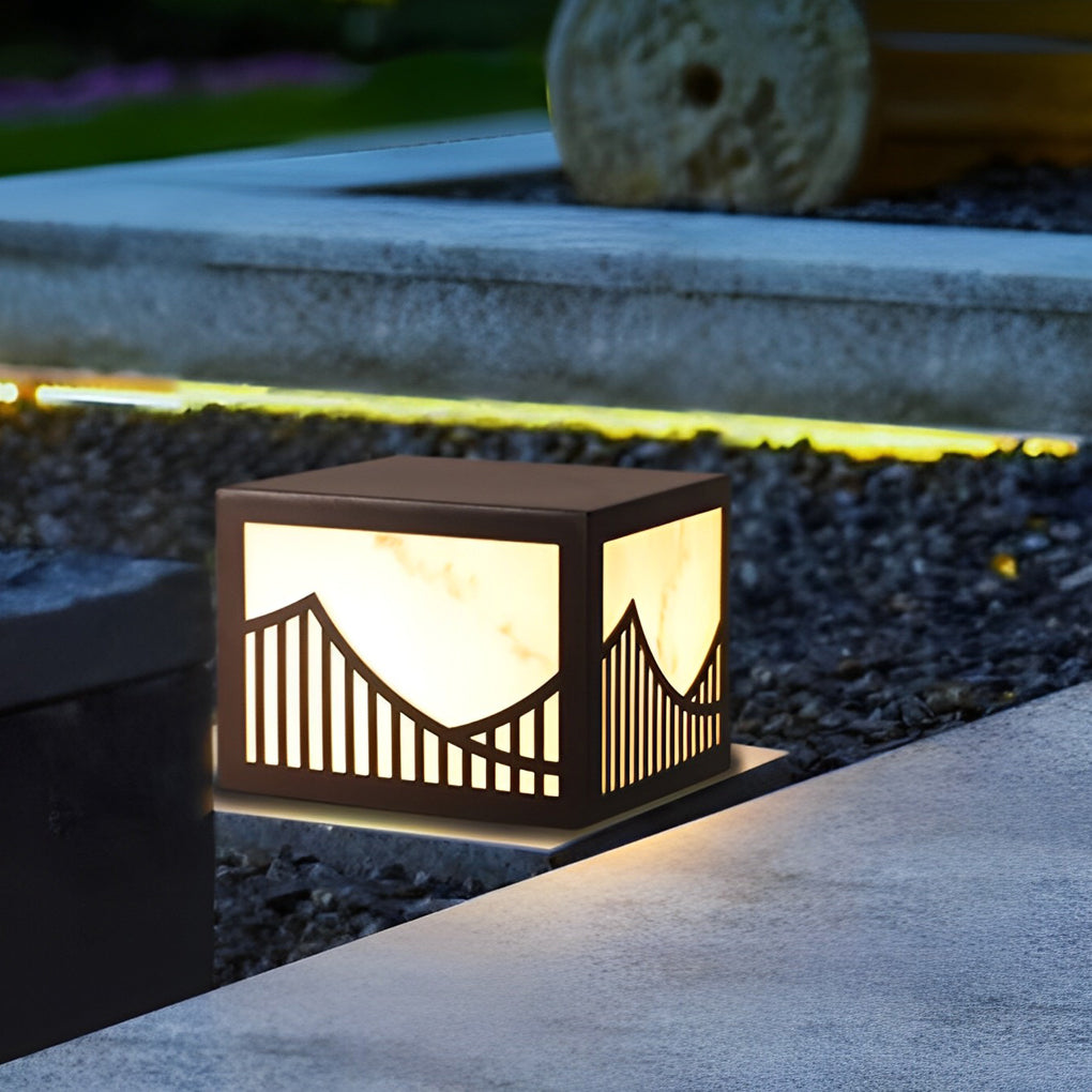 Waterproof LED Mountain Scenery Modern Solar Deck Post Lights Lawn Lights - Lamp Outdoor
