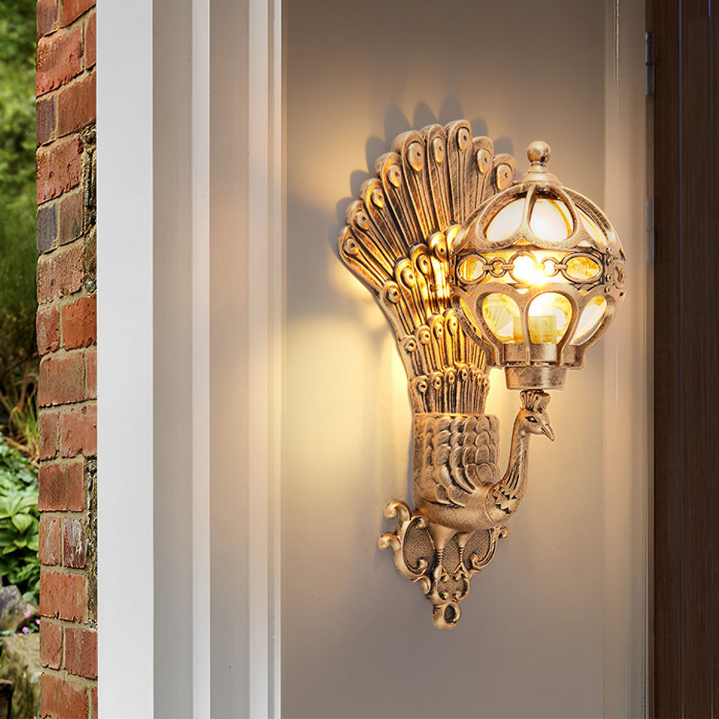 Waterproof Retro Peacocks Aluminum European Style Outdoor Wall Light - Lamp Outdoor