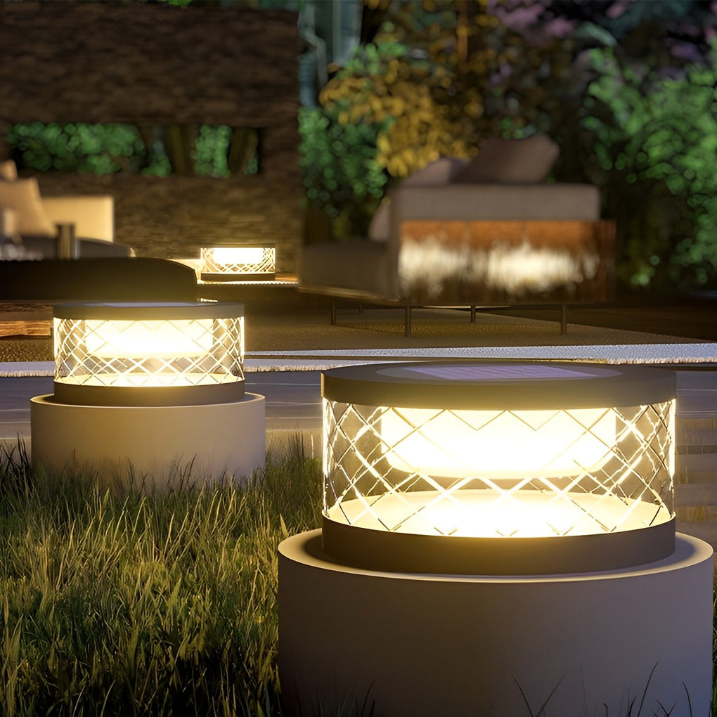 Round Creative Acrylic Waterproof Black Modern Solar Post Caps Lights - Lamp Outdoor