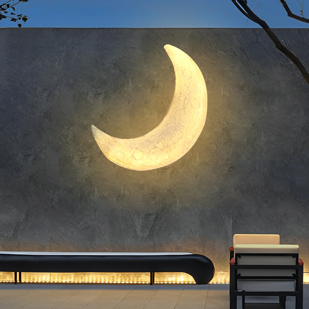 Creative Resin Moon Waterproof LED Modern Outdoor Wall Sconce Lighting - Lamp Outdoor