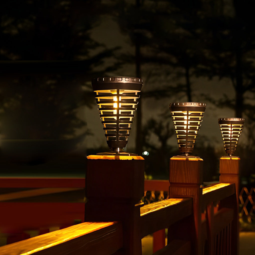 Open Multi-Ring Cone Shape Solar LED Garden Pathway Lights - Lamp Outdoor