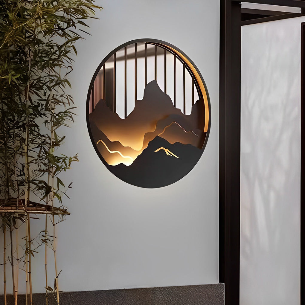Round Mountain Scenery LED Waterproof Outdoor Wall Sconce Lighting - Lamp Outdoor