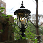 Round Bubble Glass Waterproof Black European Style Outdoor Pillar Lamp - Lamp Outdoor