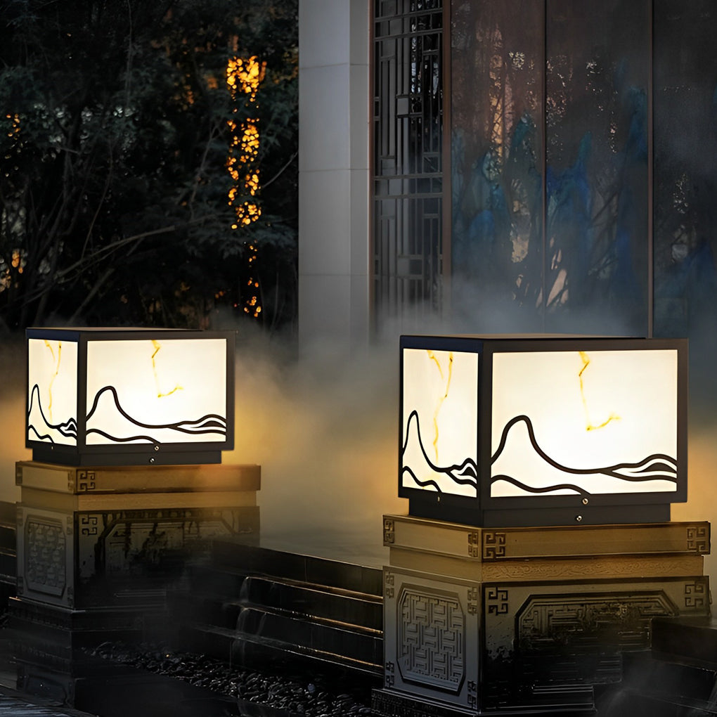 Waterproof LED Mountain Scenery Intelligent Solar Solar Post Caps Lights - Lamp Outdoor