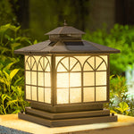 Classical Waterproof LED 3 Step Dimming Bronze Solar Post Caps Lights - Lamp Outdoor