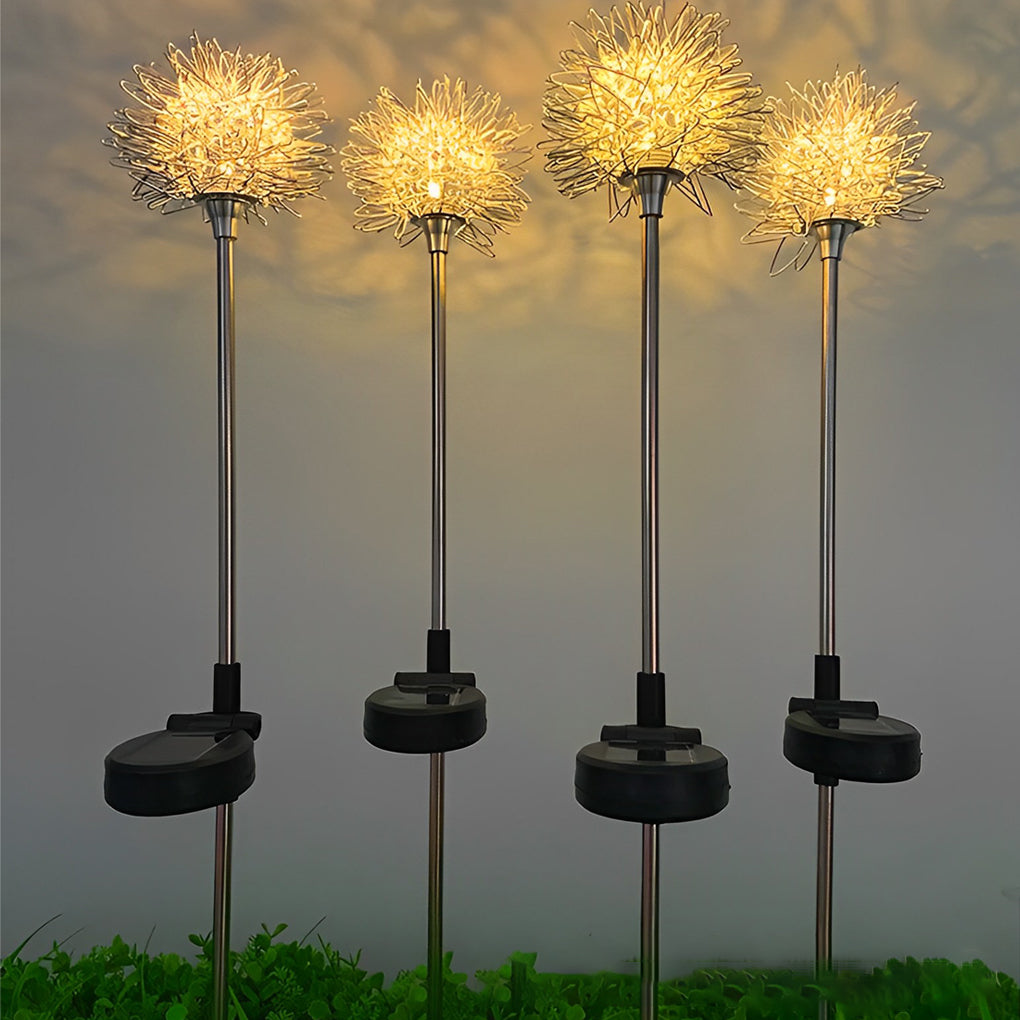 Elegant Aluminum LED Solar Dandelion Lights Dual Pack for Garden and Lawn - Lamp Outdoor
