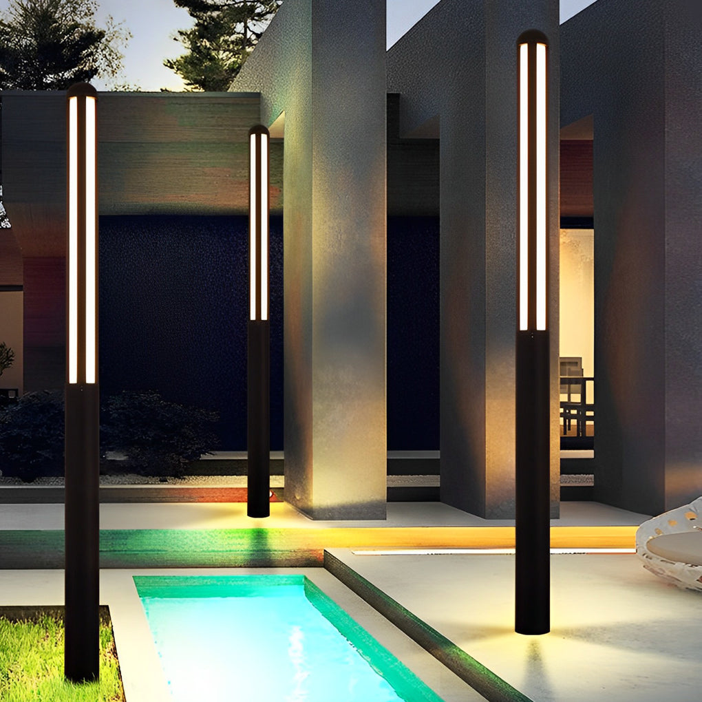Minimalist Waterproof LED Black Modern Residential Outdoor Bollard Lights Yard Lighting - Lamp Outdoor