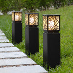 Modern Solar LED Path Lights Black Waterproof Outdoor Lawn Bollard Lights - Lamp Outdoor
